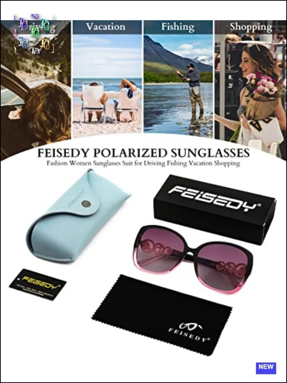 Oversized Square Sunglasses Polarized UV Protection Pearl Crystal Inlay
